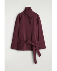 COS - Belted Wool-Blend Shawl-Collar Jacket - Lyst