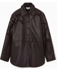 COS - Broderie Anglaise Leather Western Shirt - Lyst