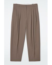 COS - Pleated Barrel-leg Wool-blend Pants - Lyst