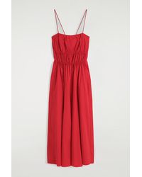 COS - Gathered Cotton Midi Dress - Lyst
