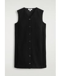 COS - Merino Wool Buttoned Shift Mini Dress - Lyst