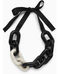 COS Oversized-link Satin Ribbon Necklace - Black