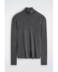 COS - Slim Wool-Jersey Roll Neck Top - Lyst