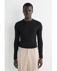 COS - Schmales, Geripptes Langarmshirt Aus Baumwolle - Lyst