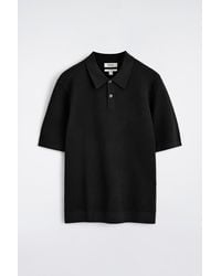 COS Two-tone Waffle-knit Polo Shirt in White for Men | Lyst