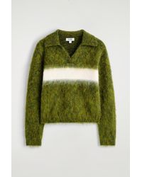 COS - Striped Mohair-Blend Polo Jumper - Lyst