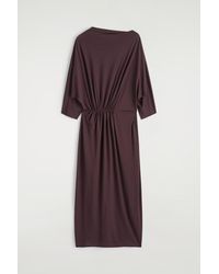 COS - Gathered-Waist Draped Midi Dress - Lyst