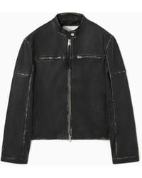 COS - Leather Moto Jacket - Lyst