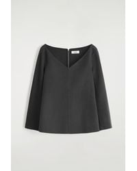 COS - Double-Faced Wool V-Neck Top - Lyst