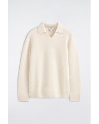 COS - Waffle-Knit Wool Polo Sweater - Lyst
