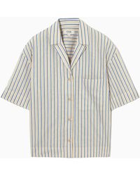 COS - Striped Linen-blend Camp-collar Shirt - Lyst