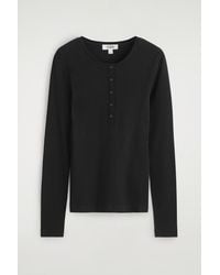COS - Long-Sleeved Henley Top - Lyst