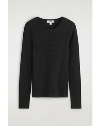 COS - Long-Sleeved Henley Top - Lyst