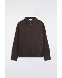 COS - Checked Cotton-Jacquard Zip-Up Polo Shirt - Lyst