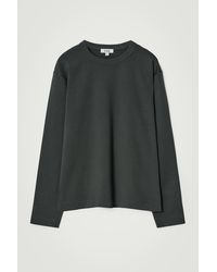 COS - Relaxed Jersey Interlock Long-Sleeved T-Shirt - Lyst