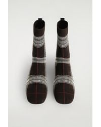 COS - Checked Knitted Sock Boots - Lyst