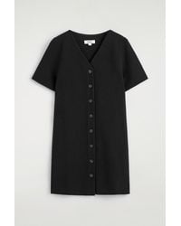 COS - Buttoned Milano-Knit Mini Dress - Lyst