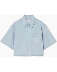 COS - Cropped Short-sleeved Denim Shirt - Lyst