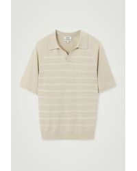 COS - Striped Knitted Polo Shirt - Lyst