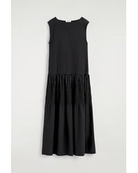 COS Layered Peplum Midi Dress in Black | Lyst