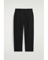 COS - Cropped Wool Barrel-Leg Trousers - Lyst