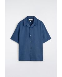 COS - Camp-collar Linen Shirt In Blue - Lyst