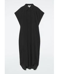 COS - Oversized Silk Midi Shirt Dress - Lyst