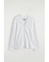 COS - Button-Detail Linen V-Neck Shirt - Lyst