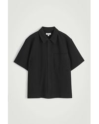 COS - Textured Cotton-Jersey Zipped Shirt - Lyst