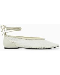 COS - Leather-trimmed Mesh Ballet Flats - Lyst