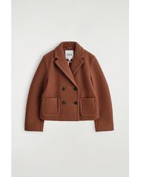 COS - Cropped Double-Breasted Wool Blazer - Lyst