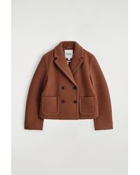 COS - Cropped Double-Breasted Wool Blazer - Lyst