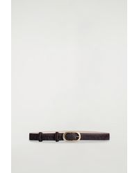 COS - Oval-Buckle Pony Hair-Effect Leather Belt - Lyst