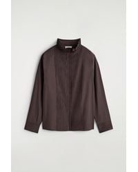 COS - Pintucked Cotton Blouse - Lyst