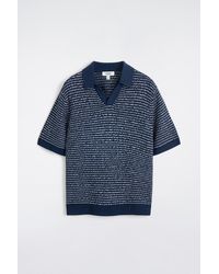 COS - Striped Open-Knit Polo Shirt - Lyst