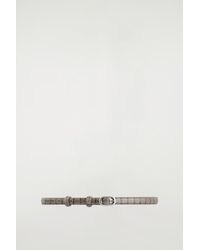 COS - Slim Croc-Embossed Leather Belt - Lyst
