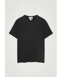COS - Slim Ribbed Cotton T-shirt - Lyst