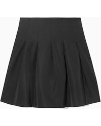COS - Voluminous Pleated Satin Mini Skirt - Lyst