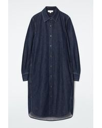 COS - Denim Midi Shirt Dress - Lyst
