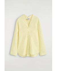 COS - Button-Detail Linen V-Neck Shirt - Lyst