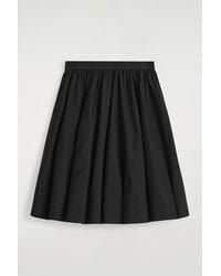 COS - Pintucked Cotton Midi Skirt - Lyst