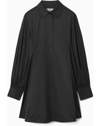 COS - Gathered-sleeve Mini Shirt Dress - Lyst