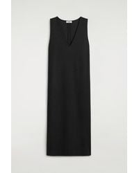 COS - Boiled Wool-Blend V-Neck Midi Dress - Lyst