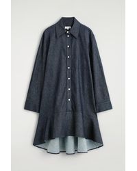 COS - Flared Denim Mini Shirt Dress - Lyst