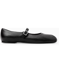 COS - Pleated Leather Mary-jane Ballet Flats - Lyst