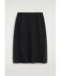 COS - Semi-Sheer Layered Wool Midi Skirt - Lyst