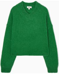 COS - Cropped V-neck Mohair Jumper - Lyst