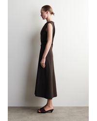 halter neck midi length dress Miss Circle Women's Delaney Lapel Halter Midi A-Line Dress - Black