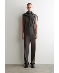 COS Teddy Hooded Hybrid Vest in Natural Lyst