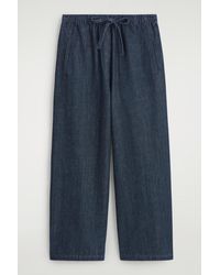 COS - Cropped Denim Wide-Leg Trousers - Lyst